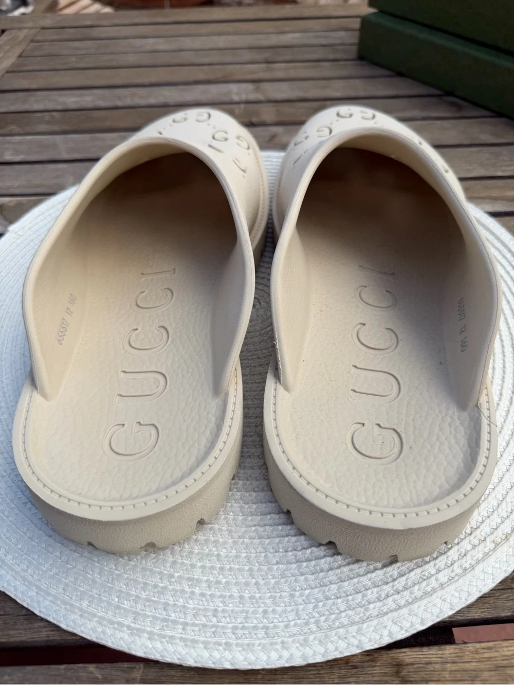 Gucci Cream Perforated GG Clog Slides